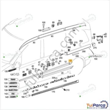 Vito W639 Arka Çamurluk Çıtası Sağ Badem/Uzun Şase/Badem/Çıta/Bakalit Sol
