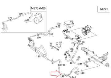 Mercedes W205 271 Motor Direksiyon Yağ Hortumu