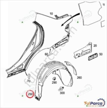Mercedes E Glass W212 Arka Çamurluk Çamurluk Davlumbazı SAĞ