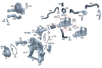 Sprinter W906/Vito W639/Viano/W447/W204/W212 Motor Soğutma Suyu Giriş Boğazı/Su Çıkış Bağlantısı/Termostat Girişi/Mazot Filtre Su Soğutma Flanşı