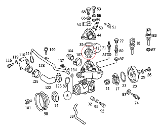 Mercedes W114/W115/W140 104 Motor Termostat 87 Derece