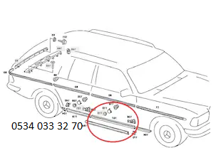 Mercedes W123 Ön Kapı Nikelajı Alt SAĞ