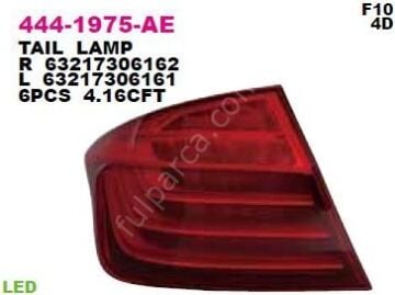 Bmw 5 Seri F10/F18 Arka Stop Lambası SAĞ Dış