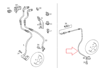 Mercedes A168 A140/Vaneo W414 Abs Sensörü/Abs kablosu/Arka