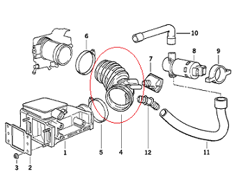 Bmw E36 M40/M43 Motor Hava Akışmetre Hortumu/Hava Akışmetre Körüğü