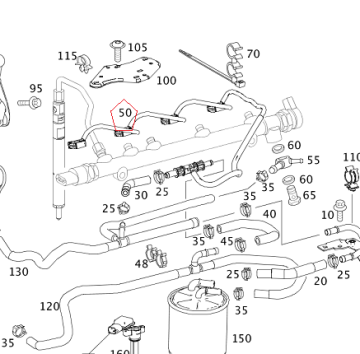 Mercedes W204/W211 646 Motor(Dizel) Mazot Geri Dönüş Hortumu/Yakıt Hortumu/Yakıt Borusu