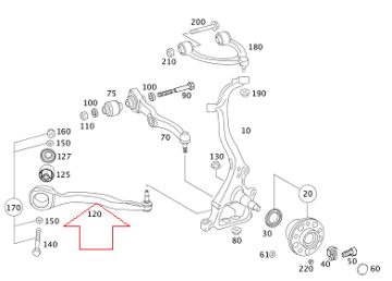 Mercedes W221 Alt Salıncak/Rotilli Kol Ön SOL