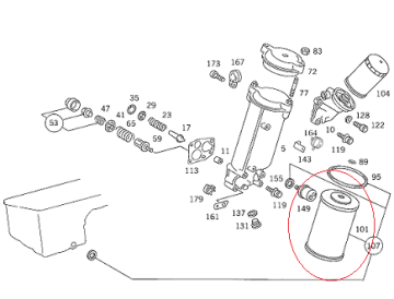 Mercedes W124/W201 190/W126  601/602/603/605 Dizel Yağ Flitresi