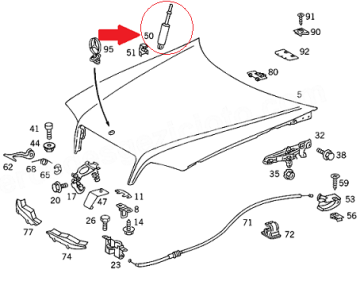 Mercedes W202 Kaput Amortisörü