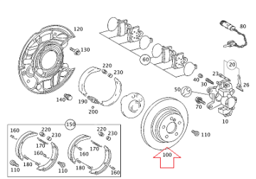 Mercedes W203/W208/W209/W210 Arka Disk/Arka Fren Aynası Takım