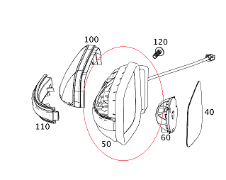 Mercedes A Glass W169 Ayna Gövdesi/Elektrikli SAĞ
