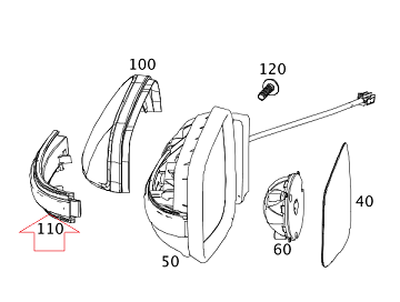 Mercedes A Glass W169/B Glass 245 Ayna Sinyali SOL