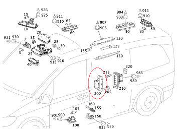 Vito W639/Viano Kontak Plakası/Kontak Şalteri/Kapı Sivici/Sürgülü Kapı Açma Şalteri Sağ