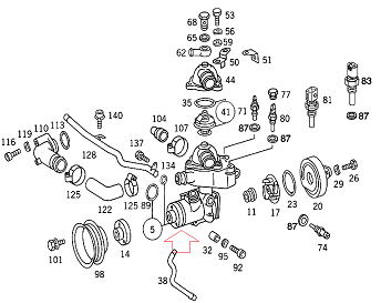 Mercedes W124/W201/W140 103/104 Motor Devirdaim/Su Pompası