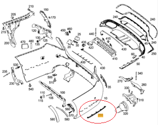 Mercedes W213 Arka Tampon Krom Çıta SAĞ
