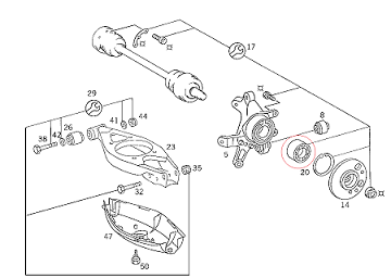 Mercedes Vito W638/W201,W124/W202/W208/W209/W203/W210,W129,W170 Arka Aks Bilyası