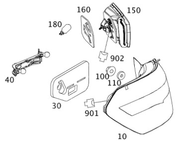 Mercedes E Glass W212 Arka Stop Lambası Sol Dış