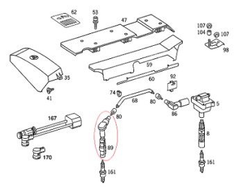 Mercedes W124/W202/W210/W140 104/111 Motor  Motor Buji Başlığı