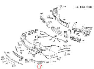 Mercedes W211 Ön  Tampon Nikelajı SOL/Krom