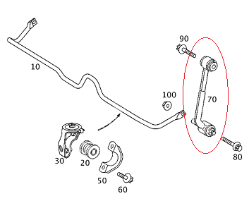 Mercedes W203/W209 Viraj Askı Rotu/Z Rot Arka SOL