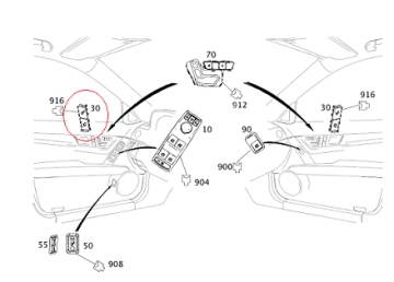 Mercedes W204 Kapı Kilit Düğmesi/Şalter Sağ
