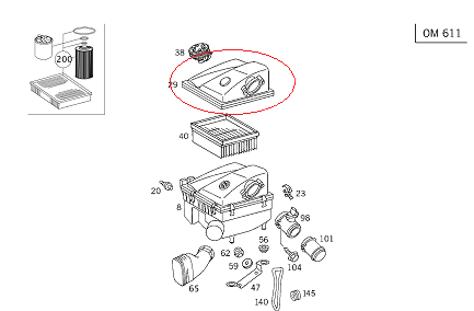 Vito W638 Hava Flitre Kazanı Kapağı/Hava Flitre Kutusu Kapağı