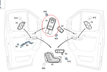 Sprinter W907 Çam Açma Düğmesi SAĞ